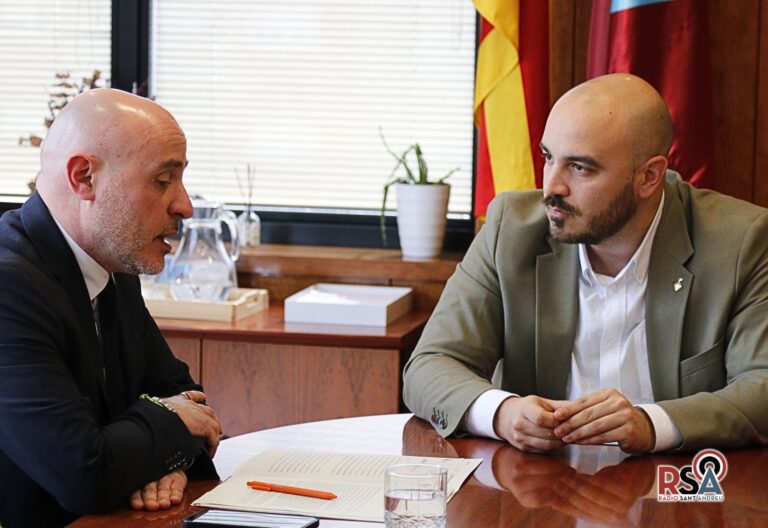 Trobada entre l’alcalde Marc Giribet i el delegat del Govern a Catalunya, Carlos Prieto