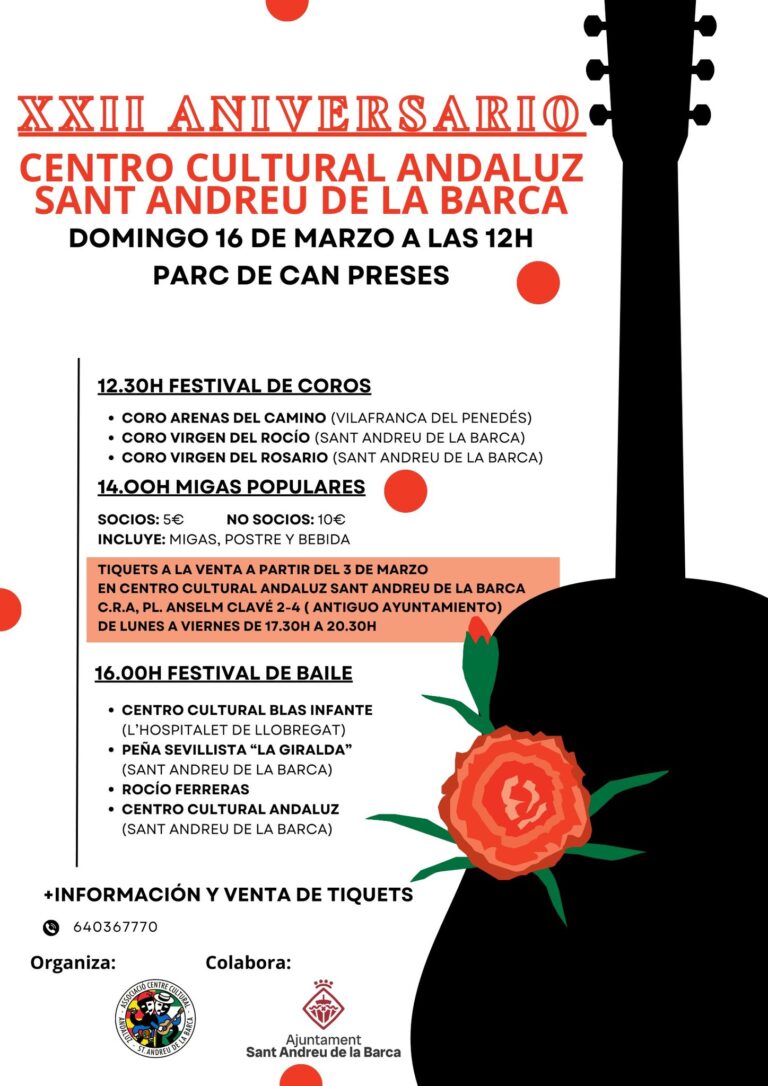 El Centro Cultural Andaluz celebra diumenge la festa d’aniversari al Parc de Can Preses
