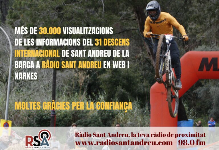 Ampli seguiment del 31è descens Internacional de Sant Andreu de la Barca a Ràdio Sant Andreu superant les 30.000 visualitzacions